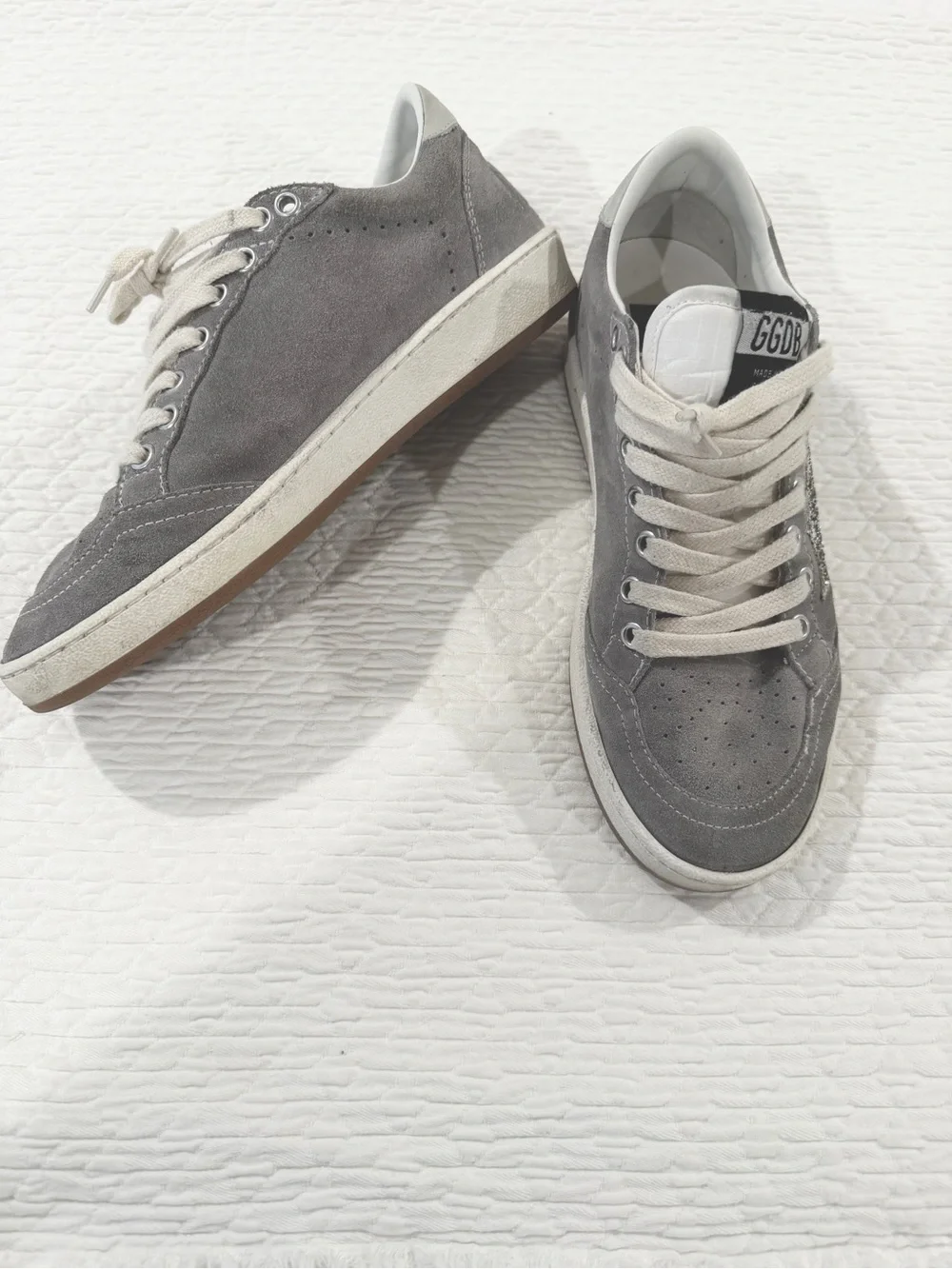 Golden Goose Ball Star Gray Suede with silver glitter star size 38